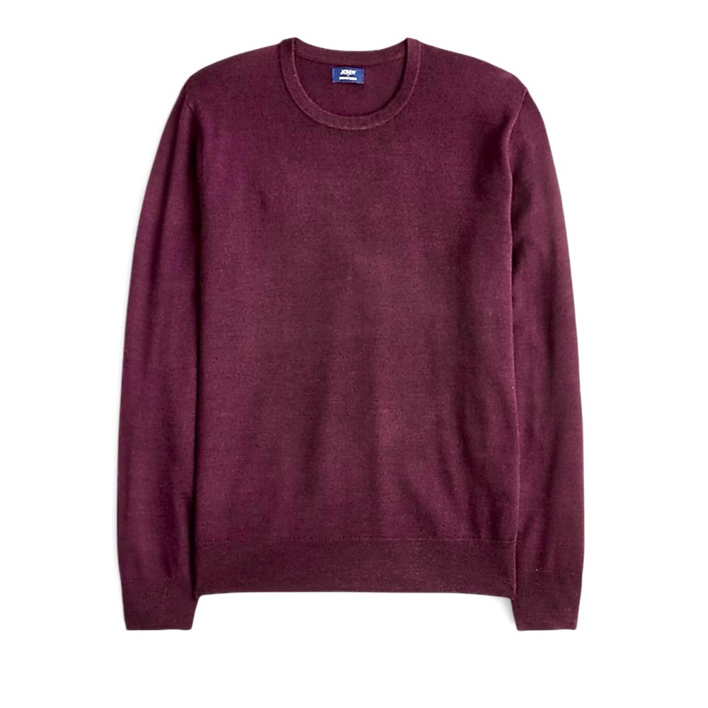J Crew Men's Medium Merino Wool Crewneck Burgundy Sweater M